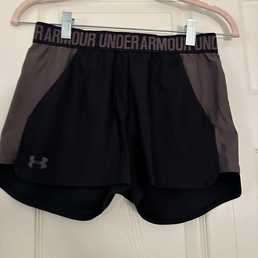 Under Armour Women's Black and Dark Gray Athletic Shorts